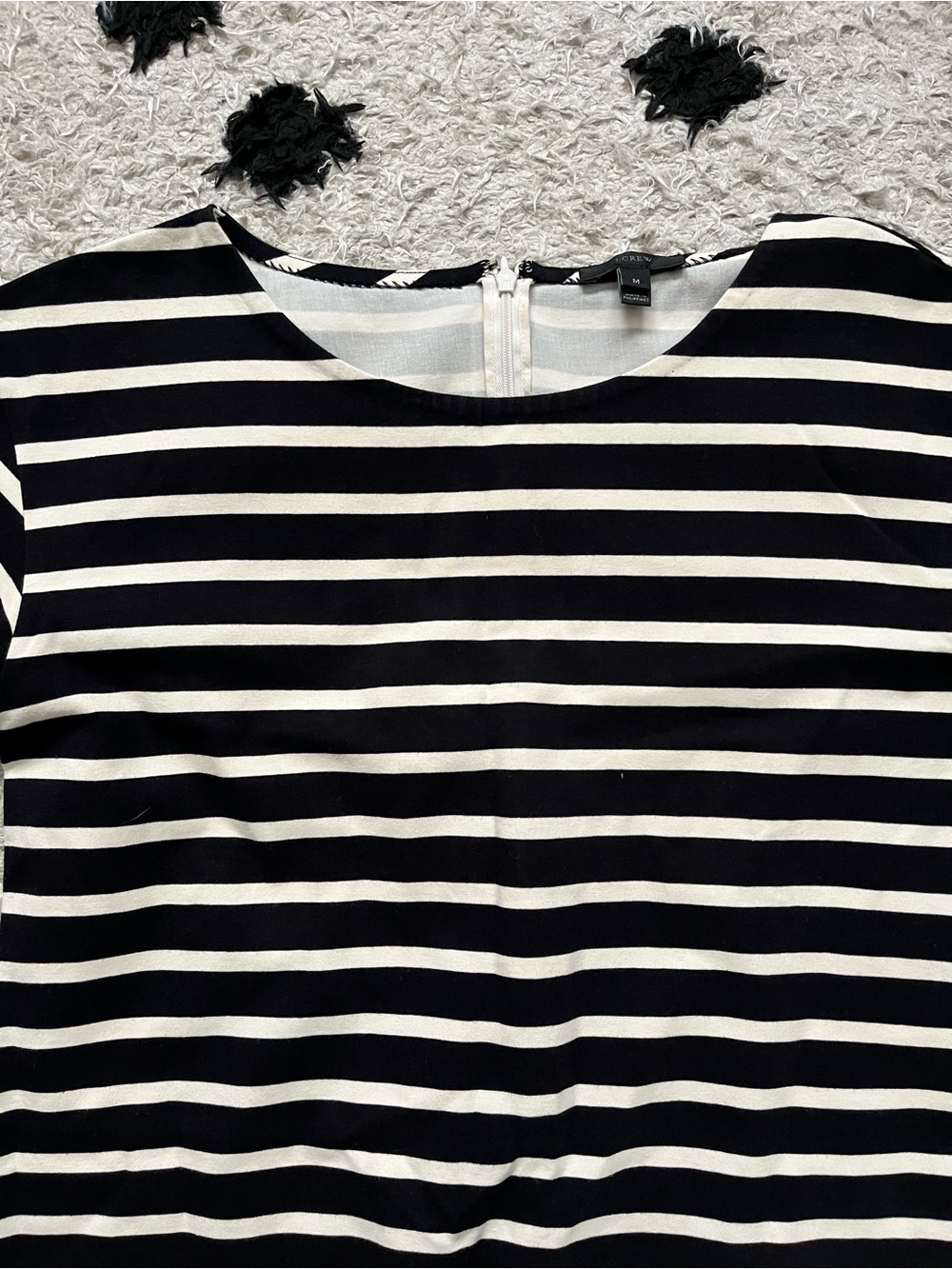 J Crew size Medium striped short sleeve Black & White Striped Cotton Dress - Picture 5 of 10